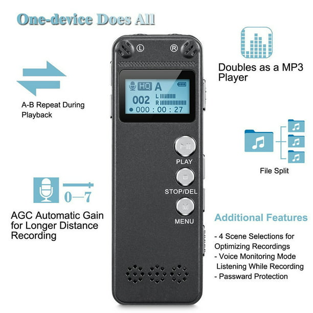 Grabadora de voz profesional USB con reproductor de MP3Voice, recargable -  32GB oso de fresa Electrónica