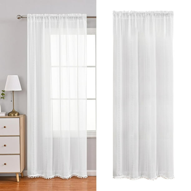 Elegante cortina de gasa transparente de 140 cm x 175 cm, cortinas de tul  blanco, cortinas de tul para ventana, cortinas para ventana de granja,  Baoblaze Cortinas transparentes para exteriores