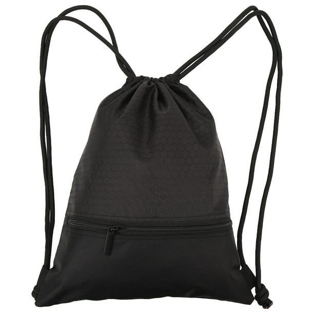 Mochila de gimnasio con cordón, bolsa de nailon impermeable, mochila grande  para entrenamiento, playa, para mujeres, hombres y niños, Negro, XL