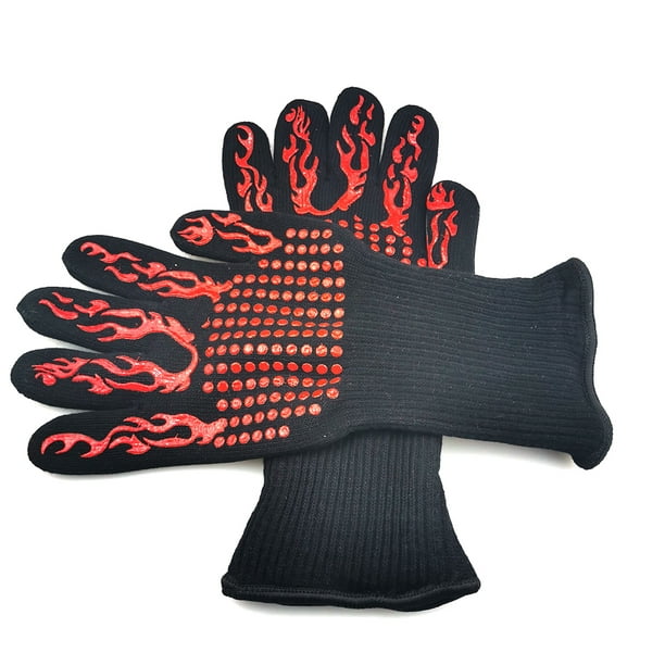 Guantes de barbacoa Guantes de horno de resistencia a altas temperaturas  500 grados a prueba de fuego Barbacoa Aislamiento térmico Guantes de horno  de microondas