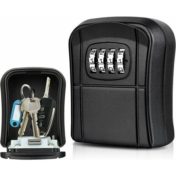 Caja de llaves Mini caja de seguridad para llaves montada en la pared para  exteriores con código numérico reiniciable de 4 dígitos Caja de llaves  impermeable para el hogar, la escuela, la