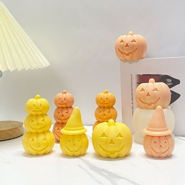 Molde de silicona para velas de Halloween, moldes con formas de calabaza 3D  para velas, jabón, Chocolate, Fondant, hecho a mano, forma de resina epoxi  2023
