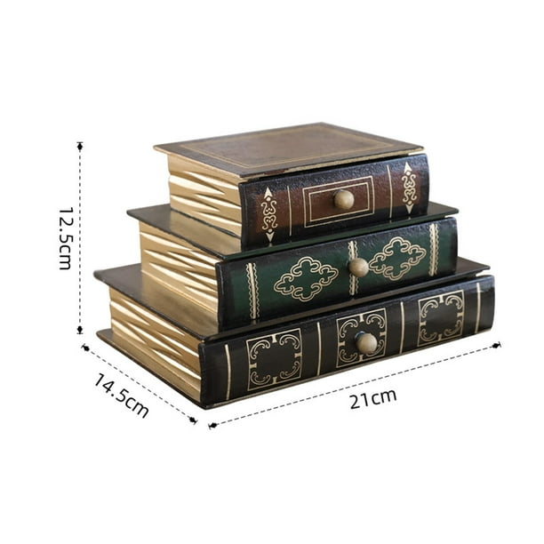 Cajas de madera en forma de libro vintage decorativo caja de almacenamiento  de libros antiguos decoración del hogar accesorios de oficina estantería