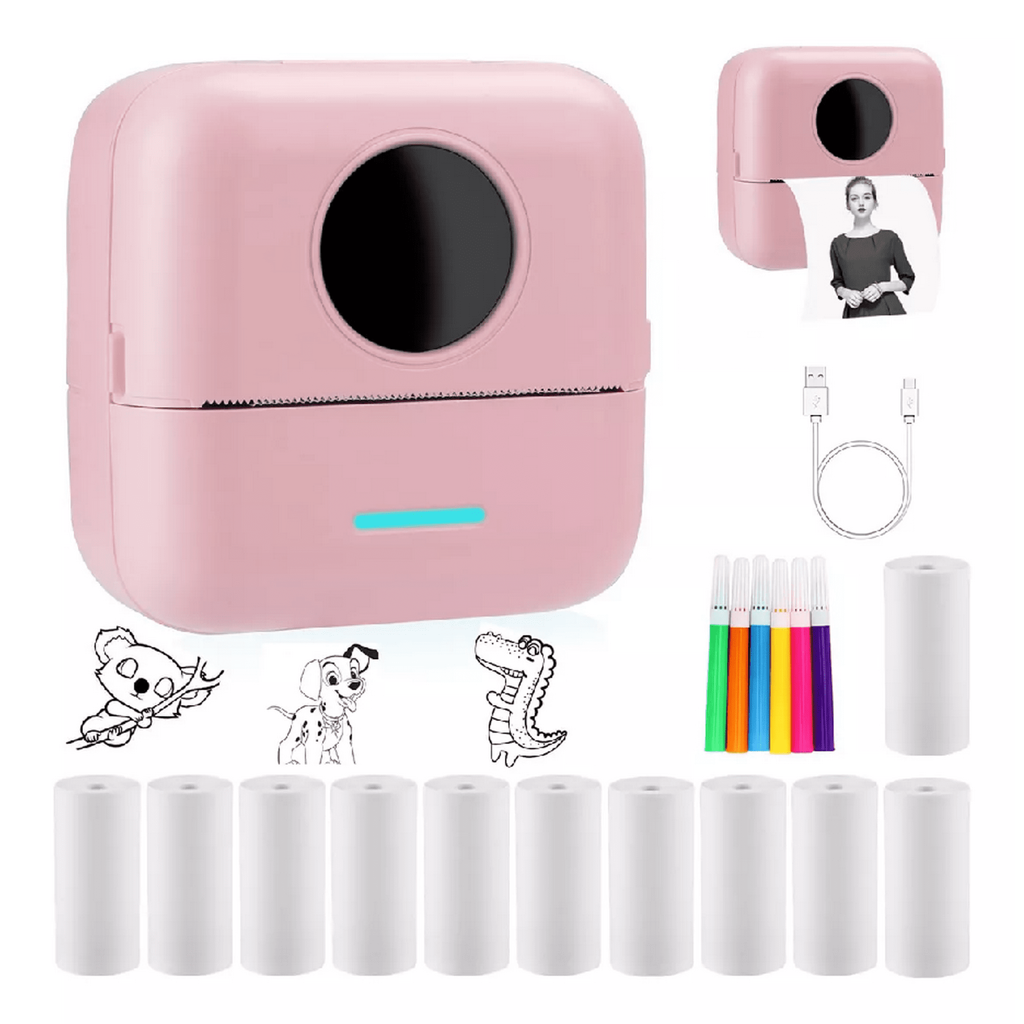 Mini Impresora Térmica Portátil Bluetooth Multifuncional rosa | Bodega ...