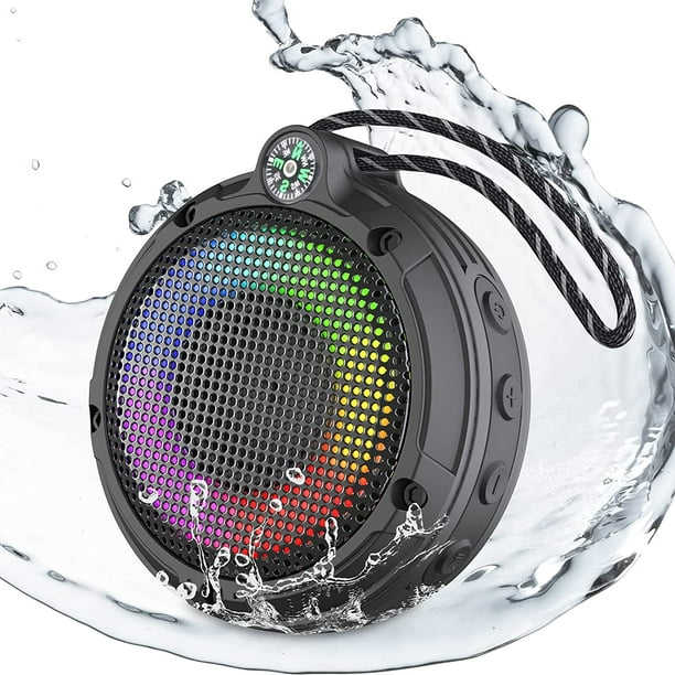 Altavoz de ducha Bluetooth resistente al agua, altavoz de radio de ducha, altavoz  Bluetooth inalámbrico para exteriores IPX7, radio portátil con luces LED, 8  W y 24 horas de reproducción, perfecto pa