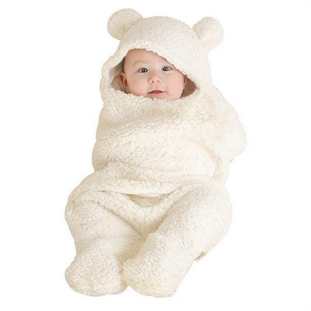 Mantas bonitas para bebés recién nacidos, niños y niñas, mantas de felpa  para envolver, color blanco brillar Electrónica