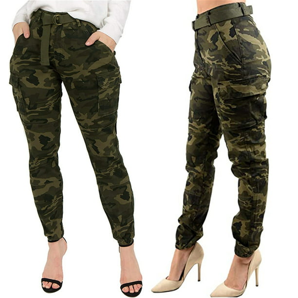 Jeans pantalon cargo para dama militar skinny gabardina camuflaje