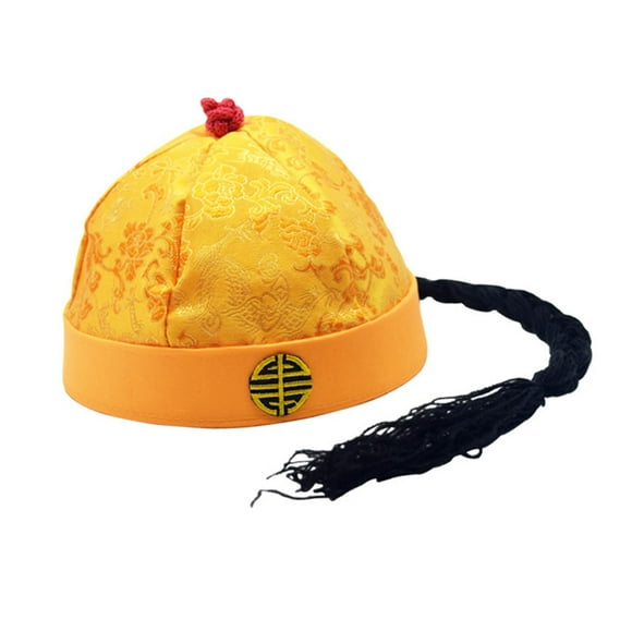 sombrero de emperador chino accesorios de fotografía de satén sombrero tradicional de príncipe heredero para carnavales amarillo 58cm