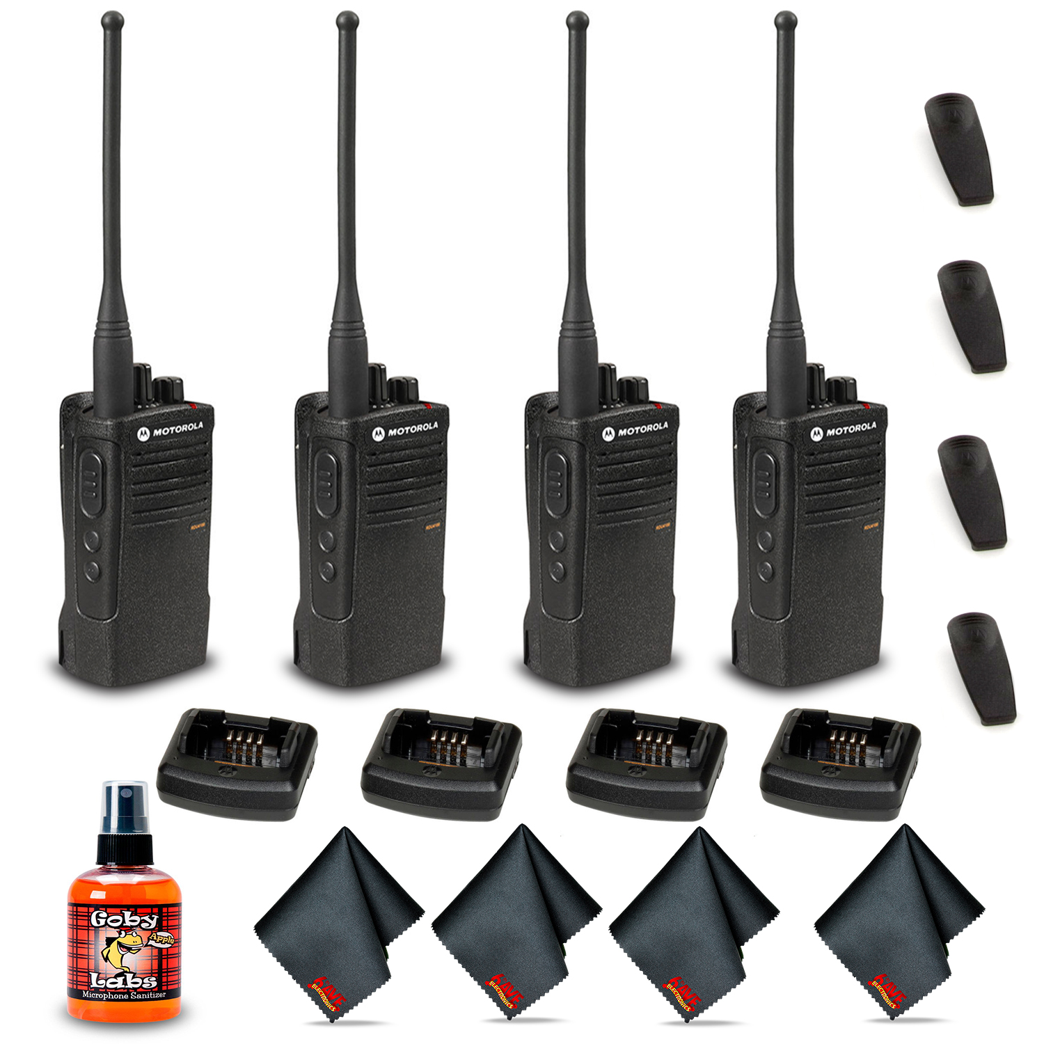 radios Motorola RDU4100 RDX Business Series bidireccionales UHF (negro) RDU4100) spray desinfectante para micrófono paños de microfibra,  paquete de Walmart en línea