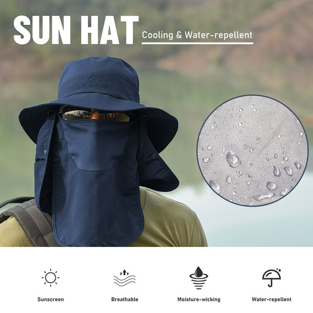 Sombrero para el sol Irfora Sombrero para el sol Protección UV Ala ancha  Cuello con solapa Cubierta facial Gorra multifuncional para senderismo  Pesca