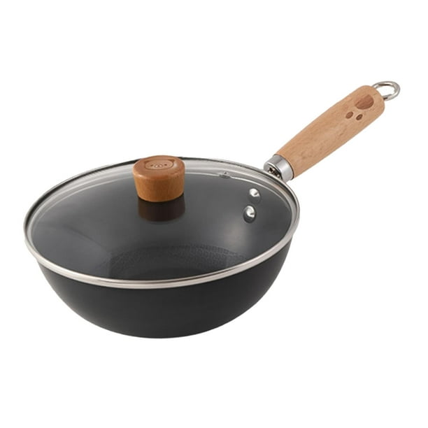 UOOD - Sartén de inducción para wok, sin agentes químicos, 12.6 in, base  plana resistente a los arañazos para cocinas eléctricas, de inducción y de