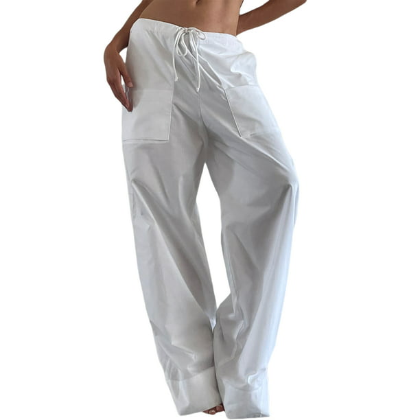Pantalones anchos mujer Casual Color Sólido Pantalones sueltos con
