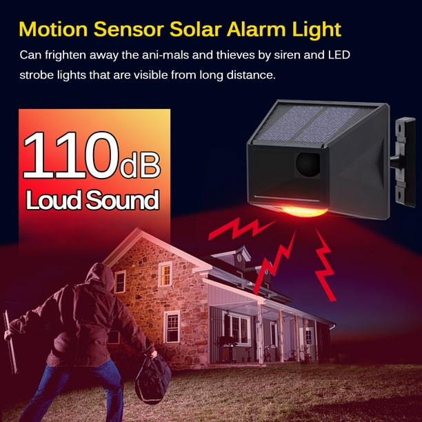 Alarma solar Luz LED Luz estroboscópica solar Detector de sensor de  movimiento