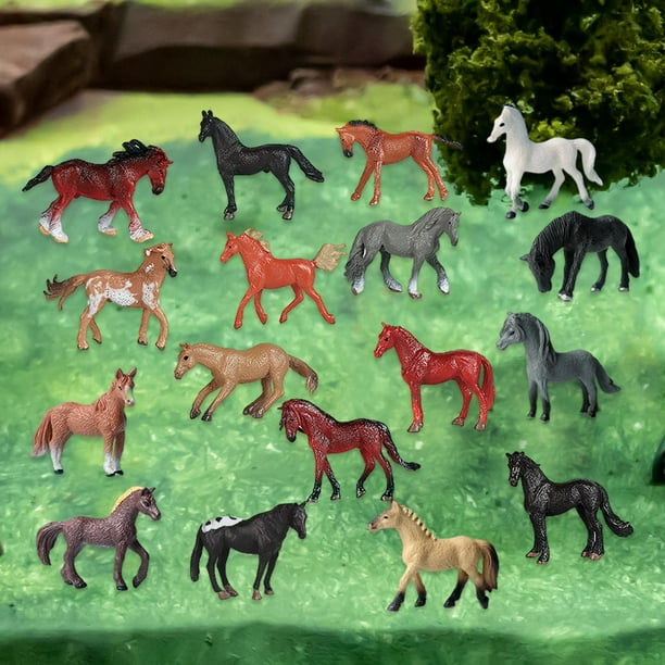 Figuras de animales de granja, 53 piezas, juego de granja de plástico  realista con cercas y bloques de rompecabezas de tierra, figuras de granja