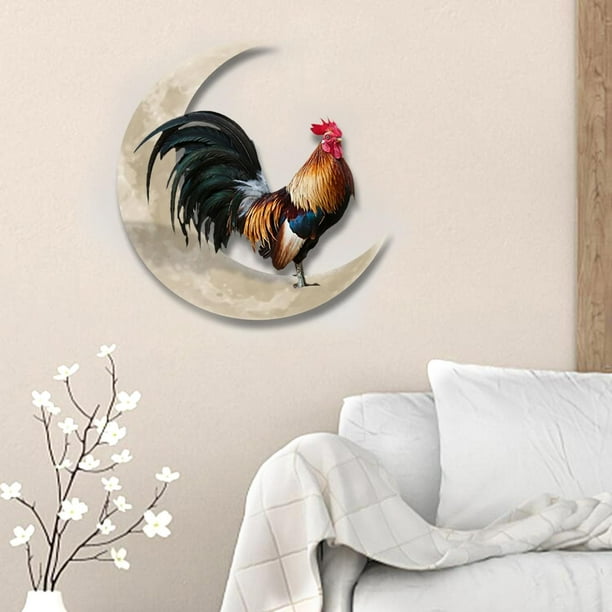  Aflowa Decoración de gallo para cocina de Acción de Gracias, 3  paquetes de gallo de metal, decoración de pollo para interiores y  exteriores, esculturas de pared de verano 3D, arte colgante