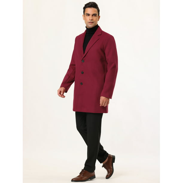 Gabardina para hombre de un solo pecho de longitud media, abrigo de manga  larga para invierno, abrigos elegantes para hombres