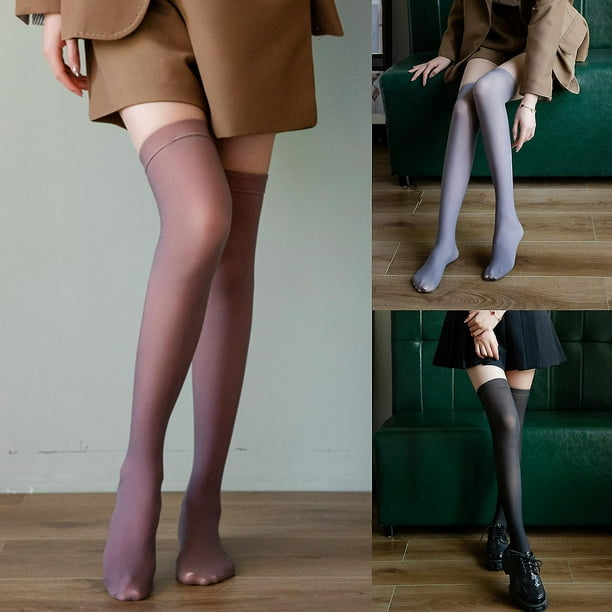Calcetines hasta la rodilla de algodón hasta el muslo para mujer, medias  por encima de la rodilla para damas y niñas, medias largas cálidas, medias