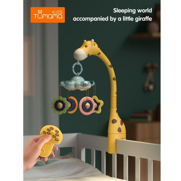  Móvil para bebé para cuna con música y luces, control remoto,  lámpara, proyector para empacar y jugar, para mayores de 0 meses (bosque  azul) : Bebés