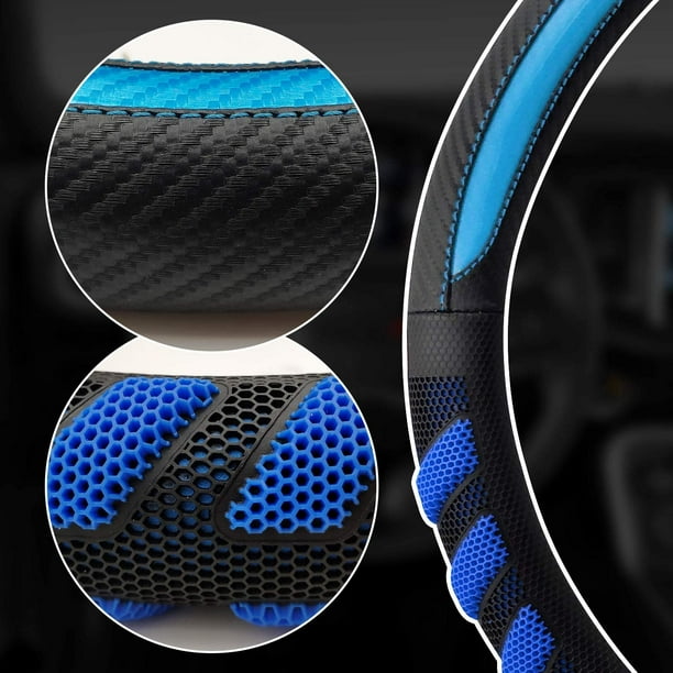 Cubre Volante Auto Protector Negro Con Gel Azul — ML Center