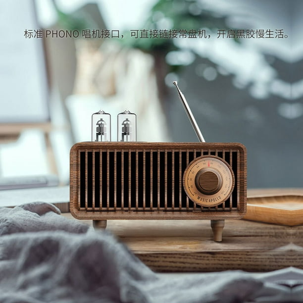 Radio AM FM clásica retro con altavoz Bluetooth, radio de mesa de madera  vintage con control de graves agudos para sala de estar cocina con perilla  giratoria Sincero Electrónica