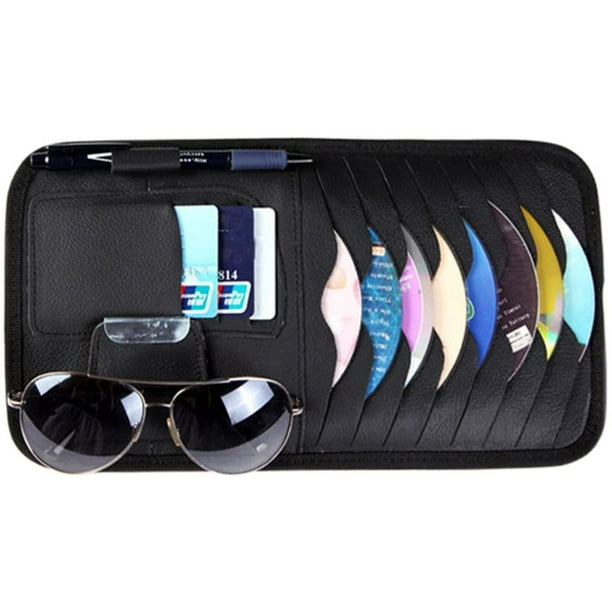Bolsa multifuncional para CD de coche, parasol para coche, bolsa de  almacenamiento de CD de bolsillo, portalápices, tarjetero, porta gafas,  negro Sincero Electrónica