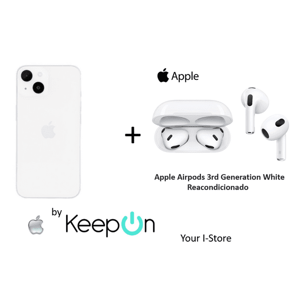 Apple iPhone 14 128 (Incluye Protector de Pantalla KeepOn + Apple Airpods  3rd Generation White) WHIT Apple REACONDICIONADO
