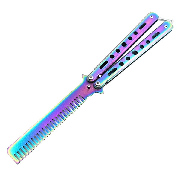 Peine De Mariposa Cuchillo de entrenamiento de práctica plegable de acero  inoxidable Peine plegable estilo mariposa Sywqhk Cuidado Belleza