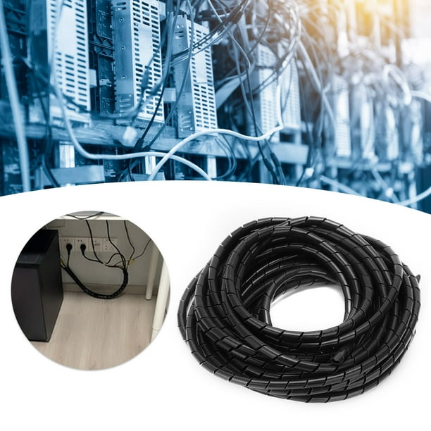 Cable de envoltura de alambre en espiral, gestión de organizador de cables  flexible, negro, Φ8mm, 10 metros para cableado