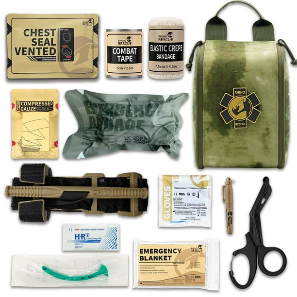 LUXMOM Kit de supervivencia y kit de primeros auxilios, 142 piezas de  equipo y equipo de supervivencia profesional con bolsa Molle, para hombres