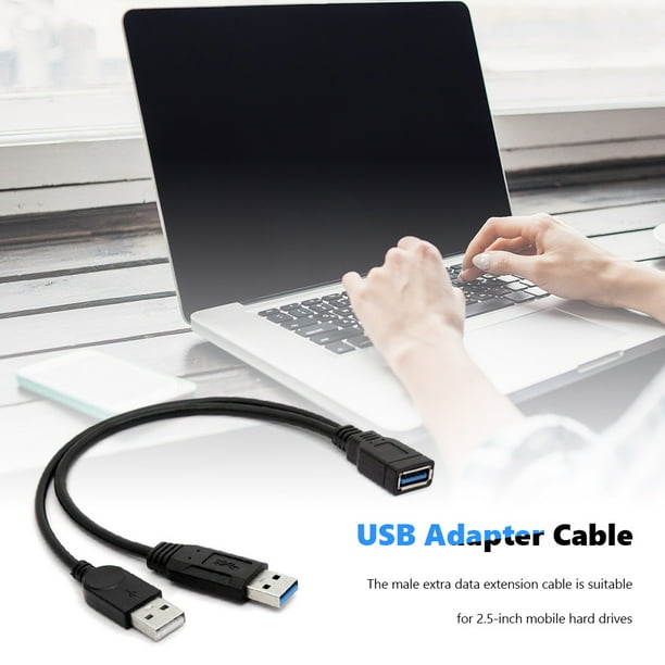 USB 3.0 Female To Dual USB Male 2.0 Y Extension Splitter Extra Power Data  Cable