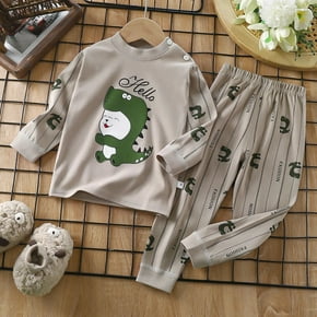 Conjunto de ropa de dormir para niños, ropa de dormir, Jersey, top, pantalones, pijama de Navidad, dibujos animados de dinosaurios, pijamas para bebés, niños y niñas, invierno, otoño