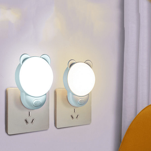 Luz nocturna LED para niños [juego de 2], luz nocturna con enchufe  eléctrico regulable con sensor de movimiento, lámpara nocturna blanca  natural de 3500 K para habitación de bebé, armario, sala de