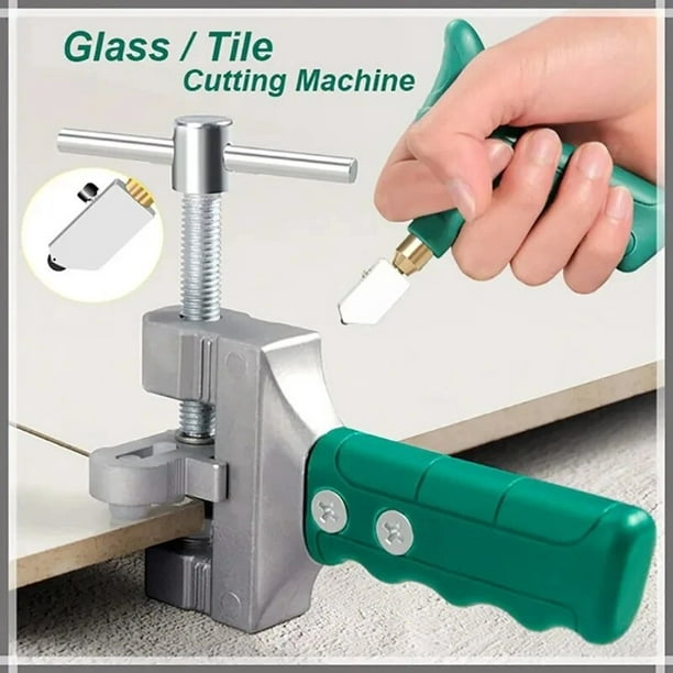 Cortador manual de azulejos, cortador de azulejos de vidrio 2 en 1,  herramienta de mano con alicates de rotura de vidrio, kit de corte de  espejo con 3