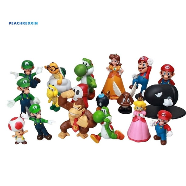  Bybio 18 figuras de acción de Mario Bros, juguetes de Luigi,  perfectas para Navidad y huevos de Pascua, regalos para niños, decoraciones  de pasteles de 1-3 pulgadas y coleccionar : Comida