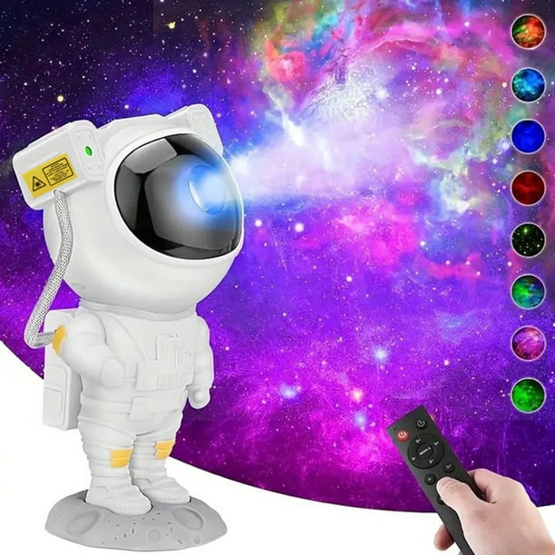 Proyector de estrellas con luz nocturna de galaxia, lámpara LED estrellada  de astronauta con temporizador y control remoto para decoración de
