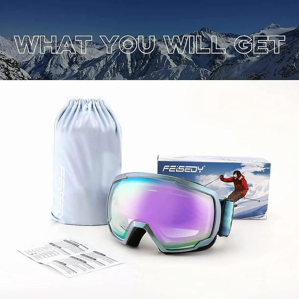 Trusiel Gafas de Esquí, Gafas Esqui Snowboard Nieve OTG, Ajustable