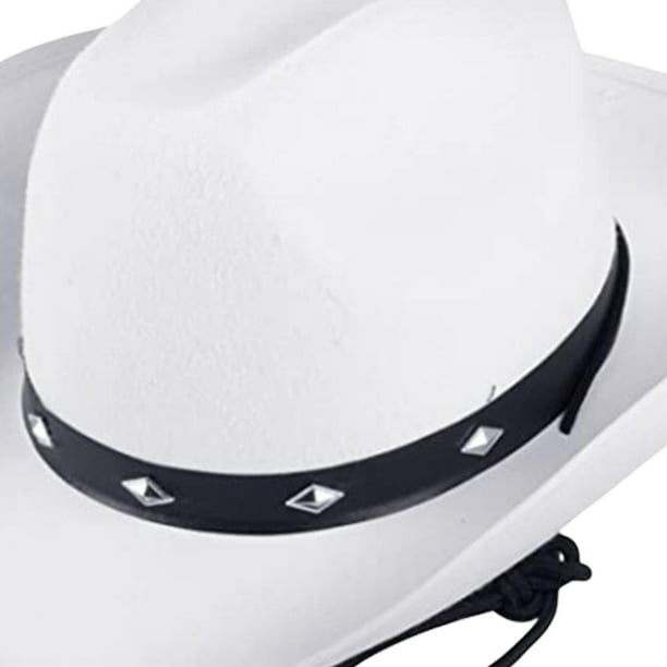 Sombrero western blanco económico de visera estrecha con cinta