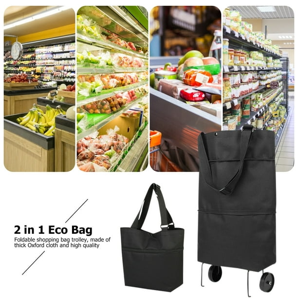 Bolsas plegables con ruedas, Bolsa plegable para carrito de compras con  ruedas, Bolsas de supermercado Ehuebsd Libre de BPA