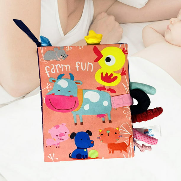 Libro de tela suave de para padres y hijos, libro interactivo arrugado,  juguete sonajero para cochecito, juguetes para bebés recién vacas Hugo libros  para niños juguetes de aprendizaje