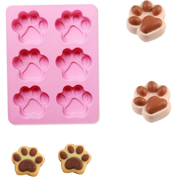 Moldes de silicona para hornear y huesos para hornear – 2 moldes de  golosinas para perros, molde de pata de cachorro, moldes de chocolate para