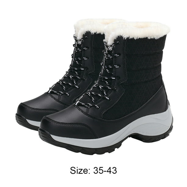 Botas de nieve cálidas de felpa para hombre y mujer, zapatos informales  para exteriores, botines planos de gamuza, botines de talla grande 48,  color negro, azul y gris - AliExpress
