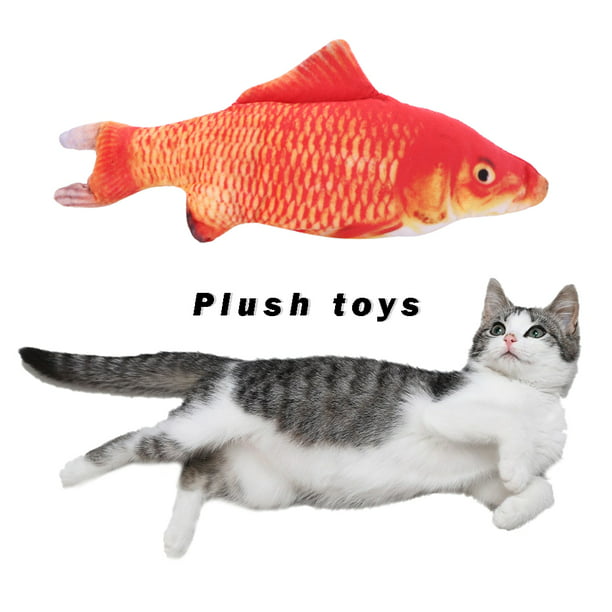 Juguete eléctrico de pez flexible, juguete de pez pateador en movimiento,  juguete realista de 11 pulgadas, juguete interactivo de felpa para gatos de