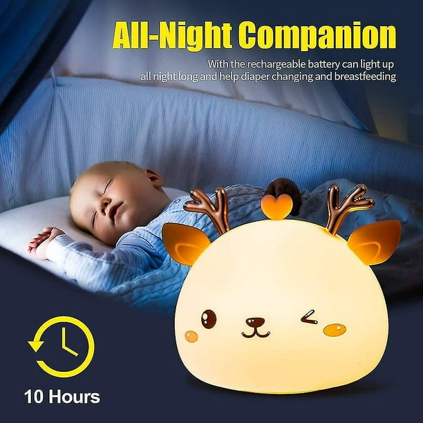 CORQUAT Pack luz nocturna infantil y Decorativo de Silicona, lampara bebe  noche recargable por USB, luz quitamiedos infantil, luz bebe nocturna, luz