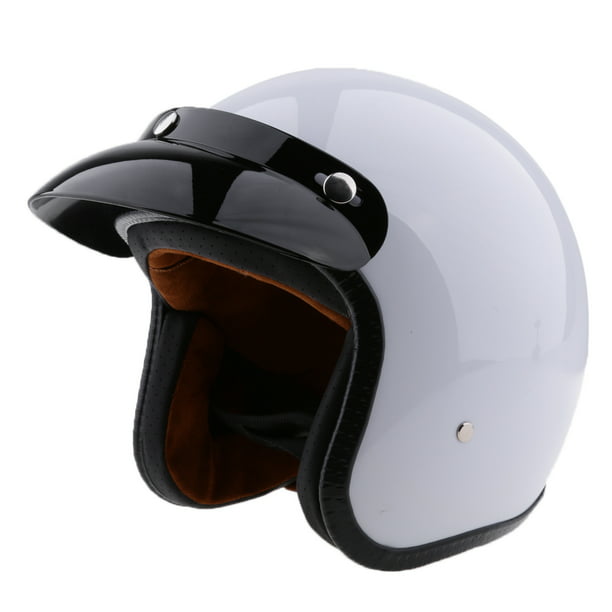 Casco retro para motocicleta, casco de piel sintética con visera, máscara  contra el polvo, casco de chorro de cara media abierta de 3/4, casco de  moto