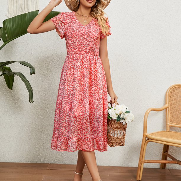 Vestido Midi Gasa Estampado, Vestidos