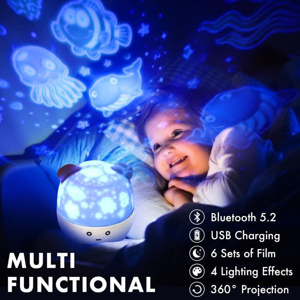 Proyector de luz nocturna para bebés, musical de luz nocturna LED