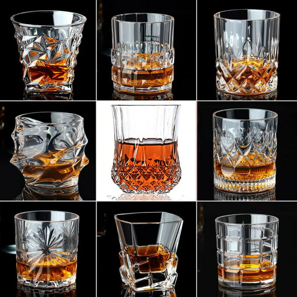  Vasos de whisky de vidrio romántico, vasos de agua  transparentes, vasos de vidrio para beber para el hogar, vasos de agua y  bebidas de 7.85 oz/10.24 onzas (color : D) 