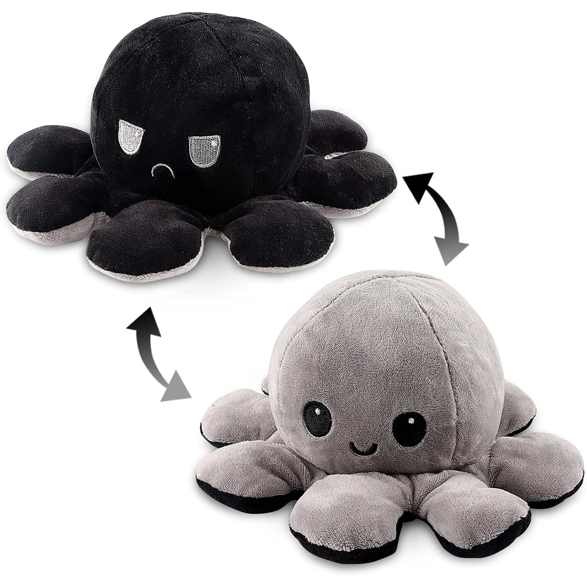 Peluche Pulpo Reversible Estado de Ánimo 20 cm. Azul y Negro