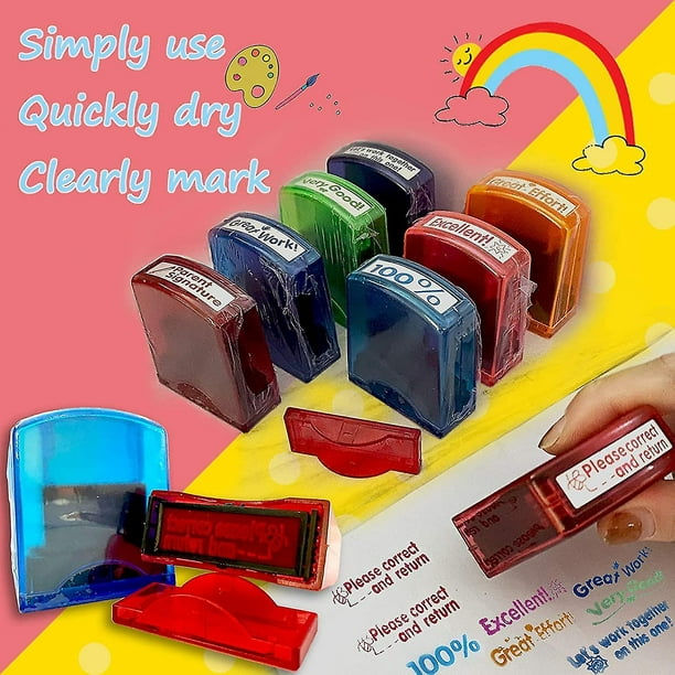 Sellos para niños, LUCKYBIRDS0315 Best Sell - Juego de sellos sonrientes  autoentintados de plástico, 6 unidades