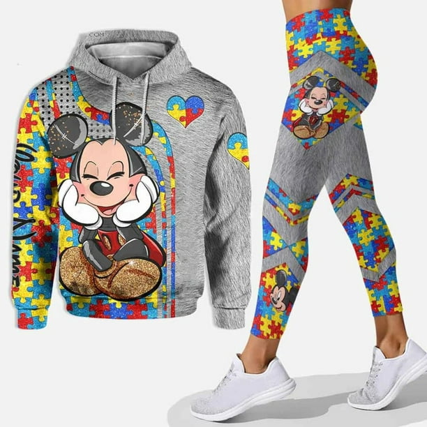 Sudadera con capucha y Leggings de Mickey Mouse para mujer, conjunto de  chándal de moda con nombre personalizado gratis, Sudadera con capucha de  Minnie, pantalones de Yoga